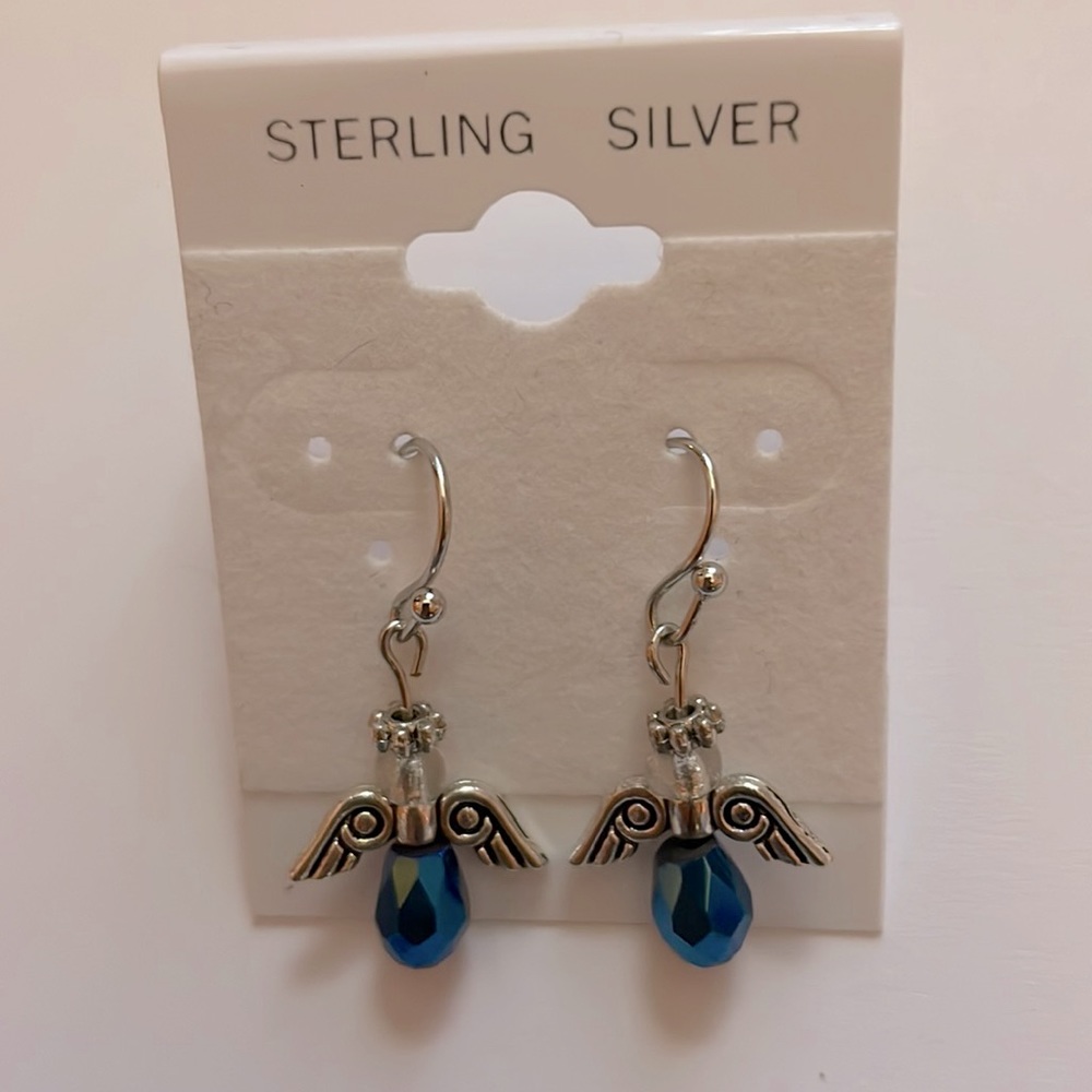 Sterling Silver Blue Angel Earrings